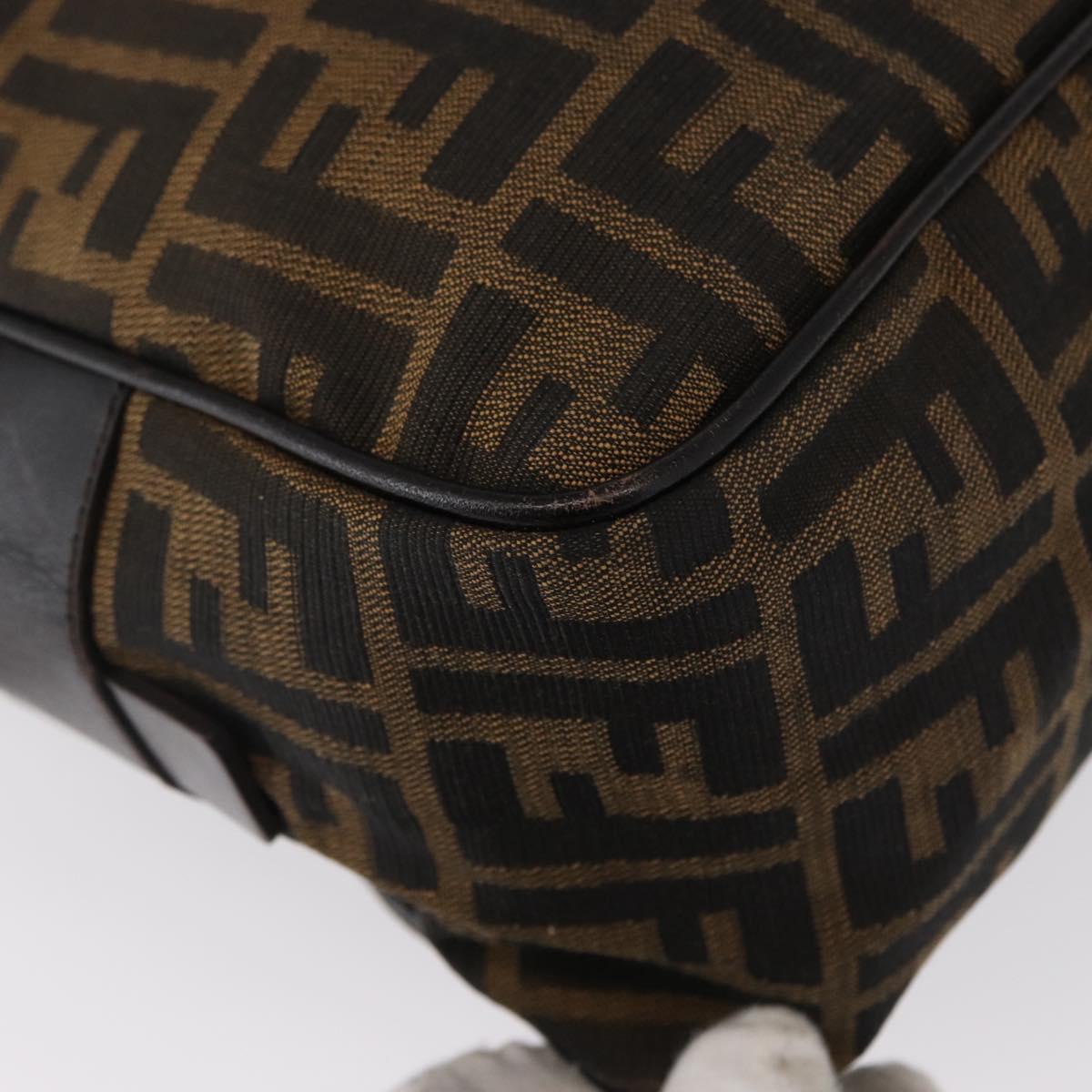 FENDI Zucca Canvas Hand Bag Black Brown Auth 154262