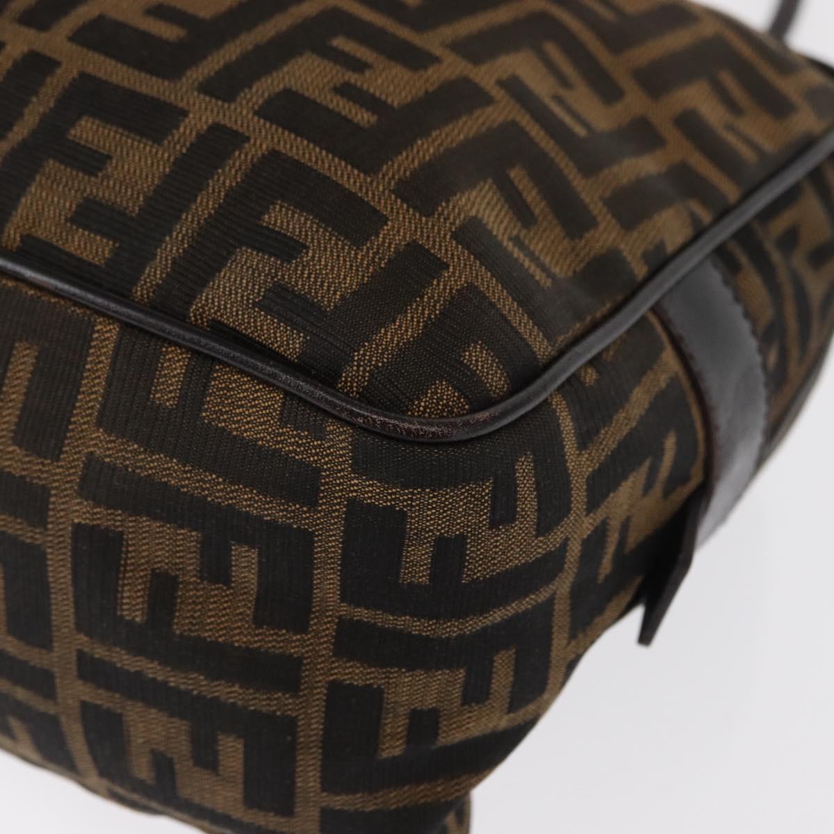 FENDI Zucca Canvas Hand Bag Black Brown Auth 154262