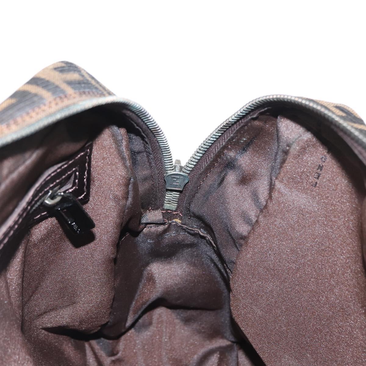 FENDI Zucca Canvas Hand Bag Black Brown Auth 154262