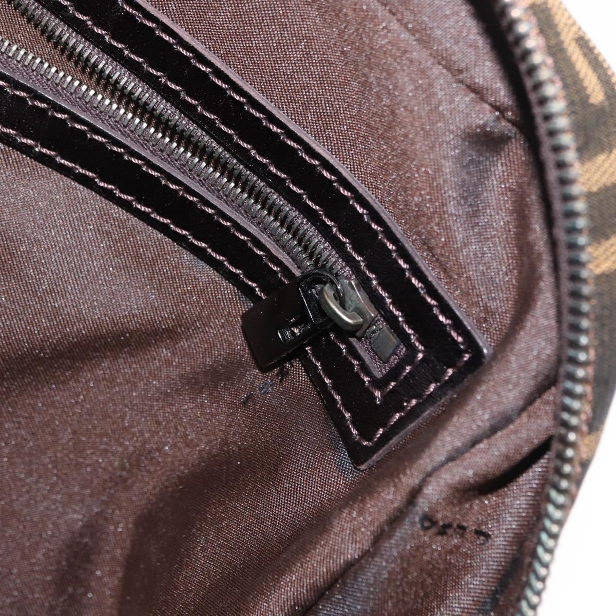 FENDI Zucca Canvas Hand Bag Black Brown Auth 154262