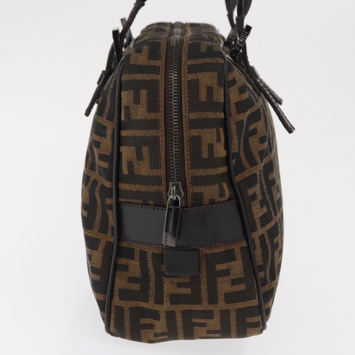 FENDI Zucca Canvas Hand Bag Black Brown Auth 154262