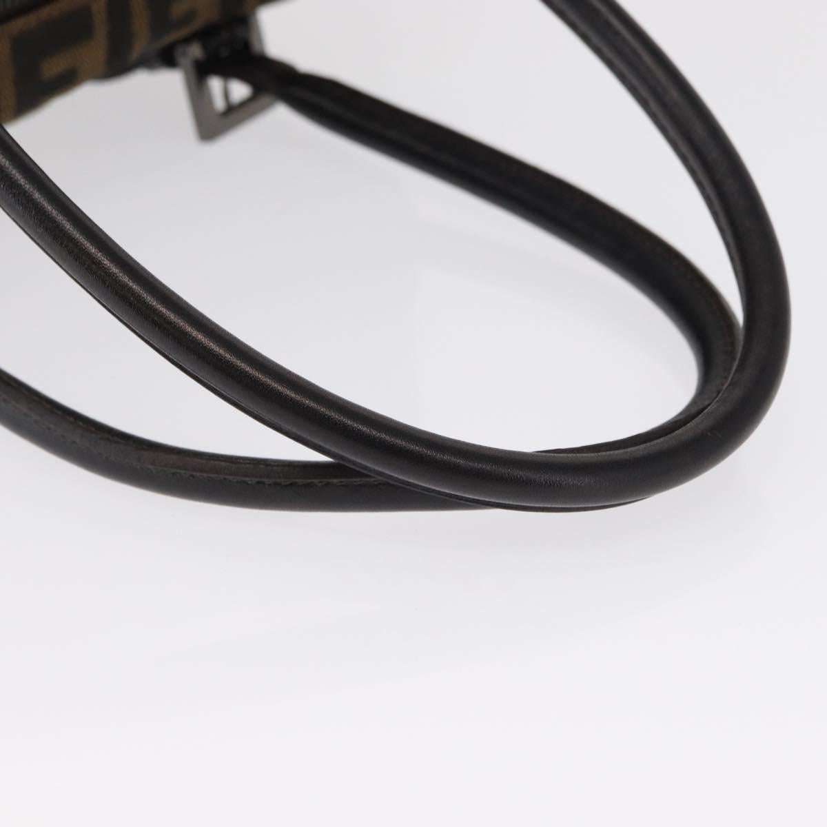FENDI Zucca Canvas Hand Bag Black Brown Auth 154262