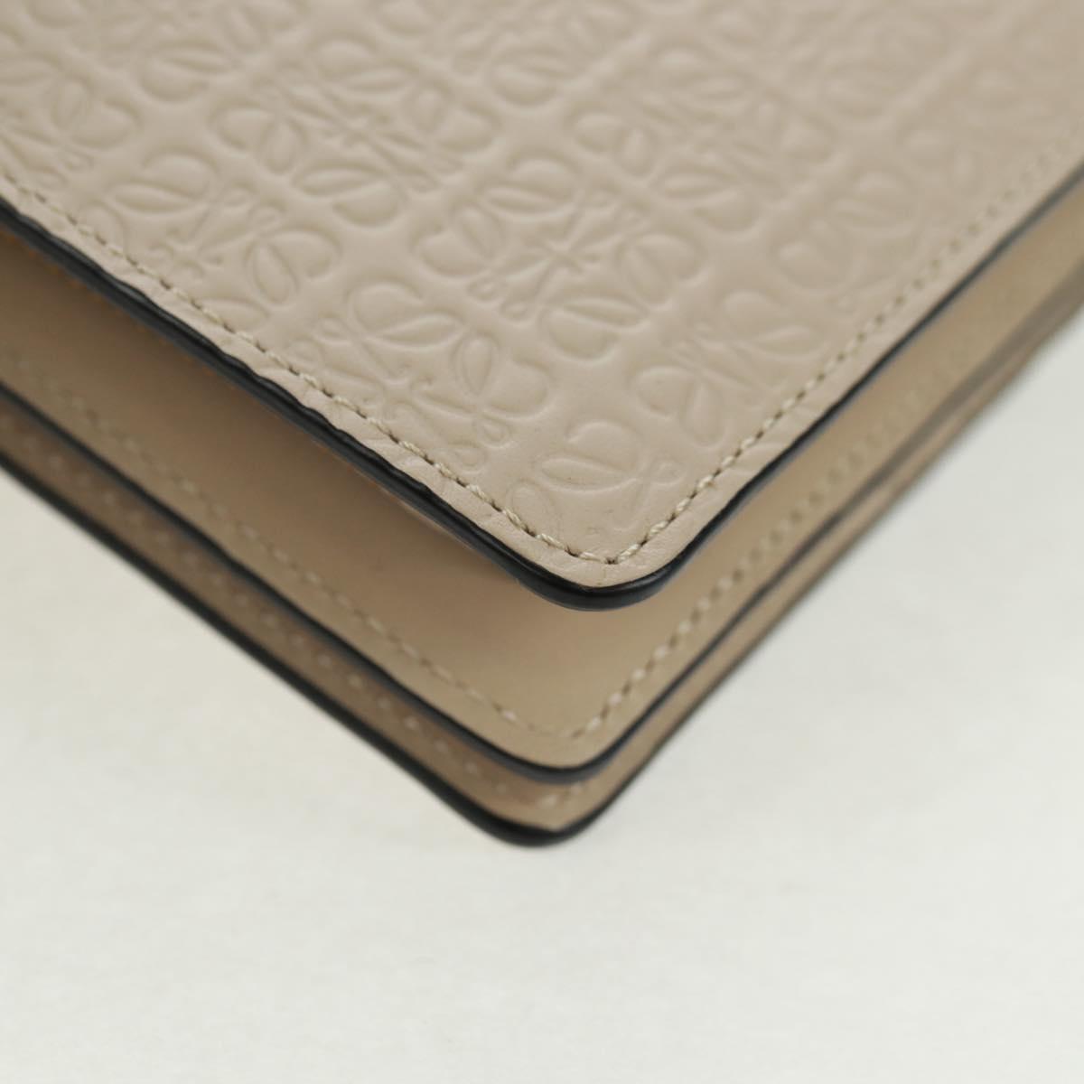 LOEWE Anagram Wallet Leather Ivory Gold Auth 154264SAM