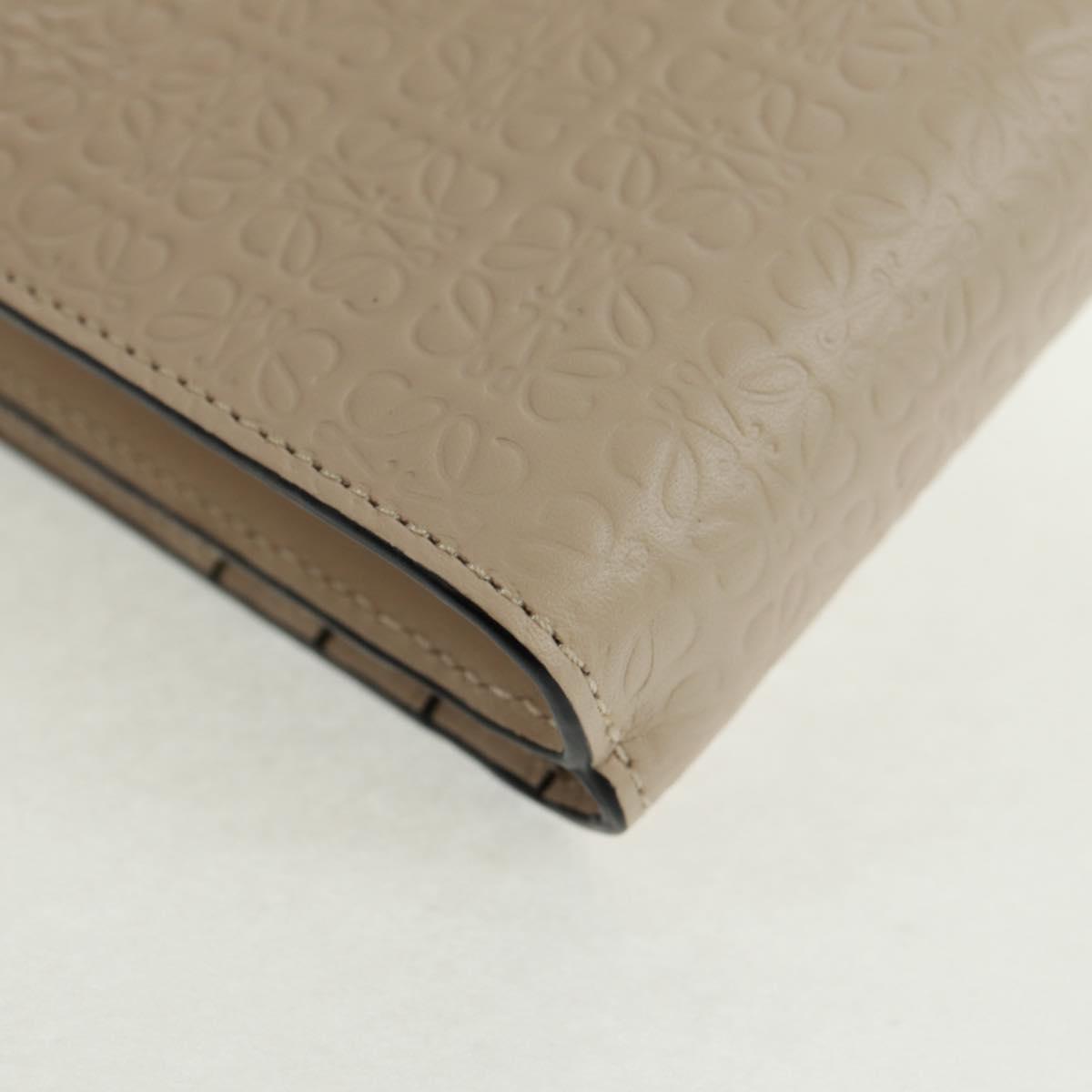 LOEWE Anagram Wallet Leather Ivory Gold Auth 154264SAM