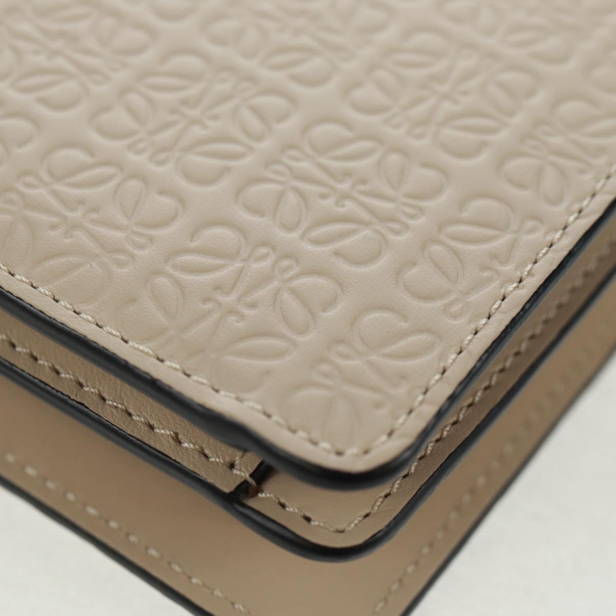 LOEWE Anagram Wallet Leather Ivory Gold Auth 154264SAM