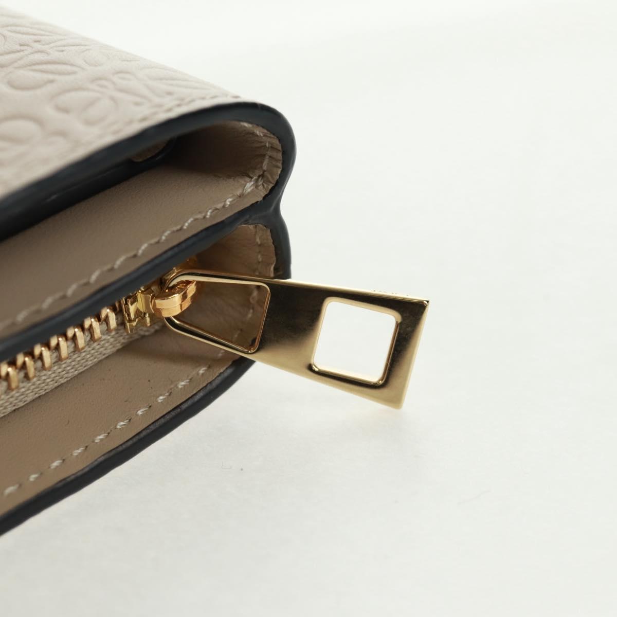 LOEWE Anagram Wallet Leather Ivory Gold Auth 154264SAM