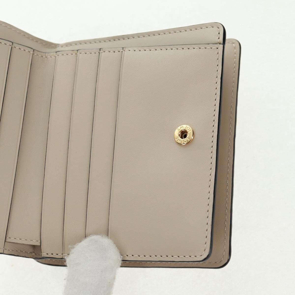 LOEWE Anagram Wallet Leather Ivory Gold Auth 154264SAM