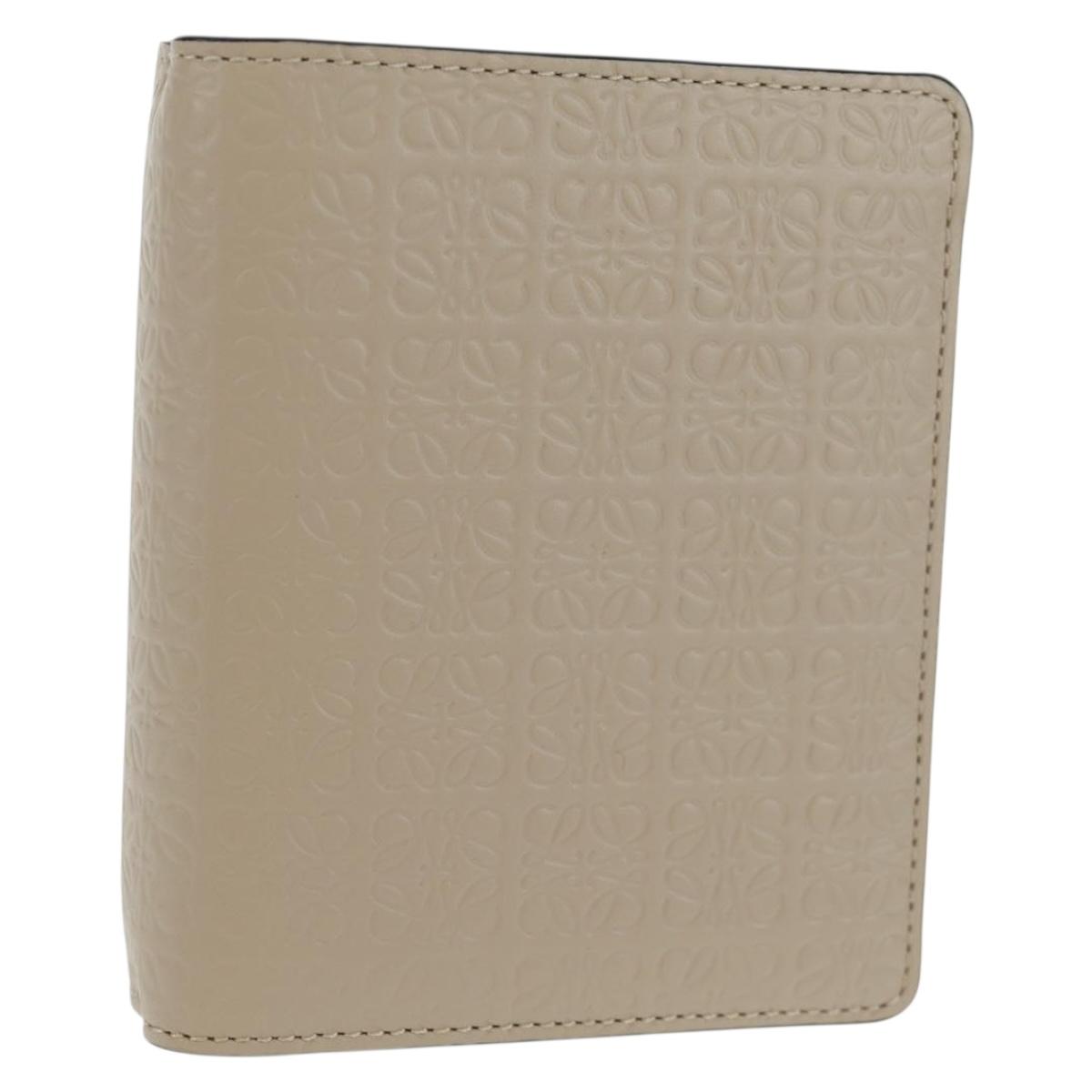 LOEWE Anagram Wallet Leather Ivory Gold Auth 154264SAM