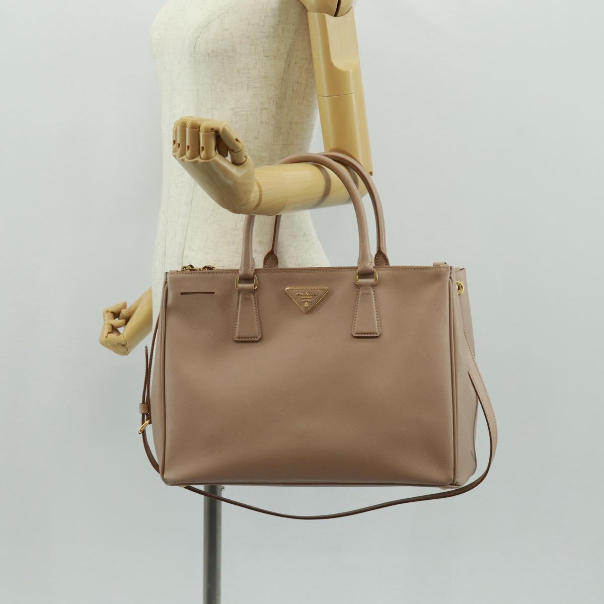 PRADA Hand Bag Safiano leather 2way Pink Gold Auth 154265V