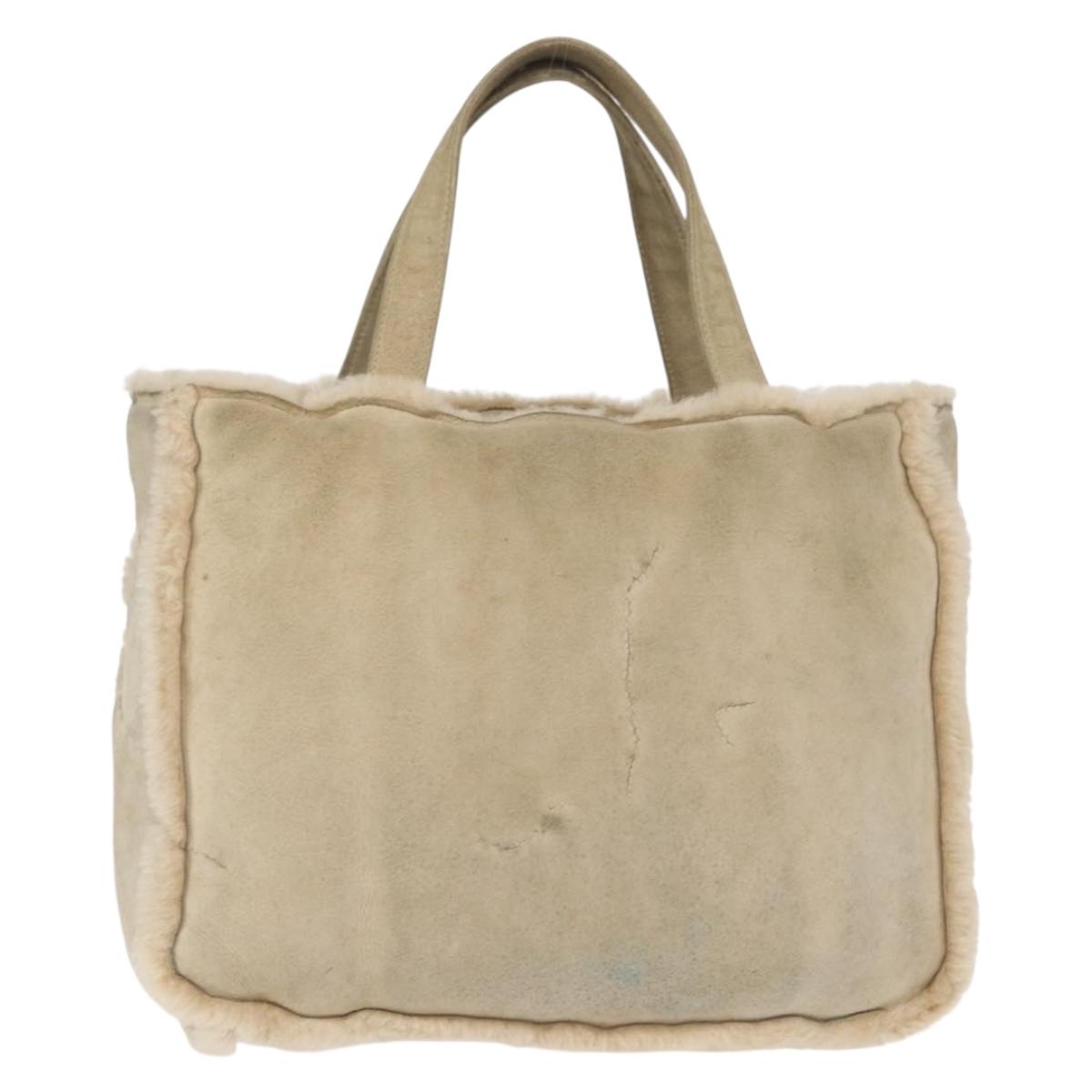 CHANEL Tote Bag Mouton Beige CC Auth 154266