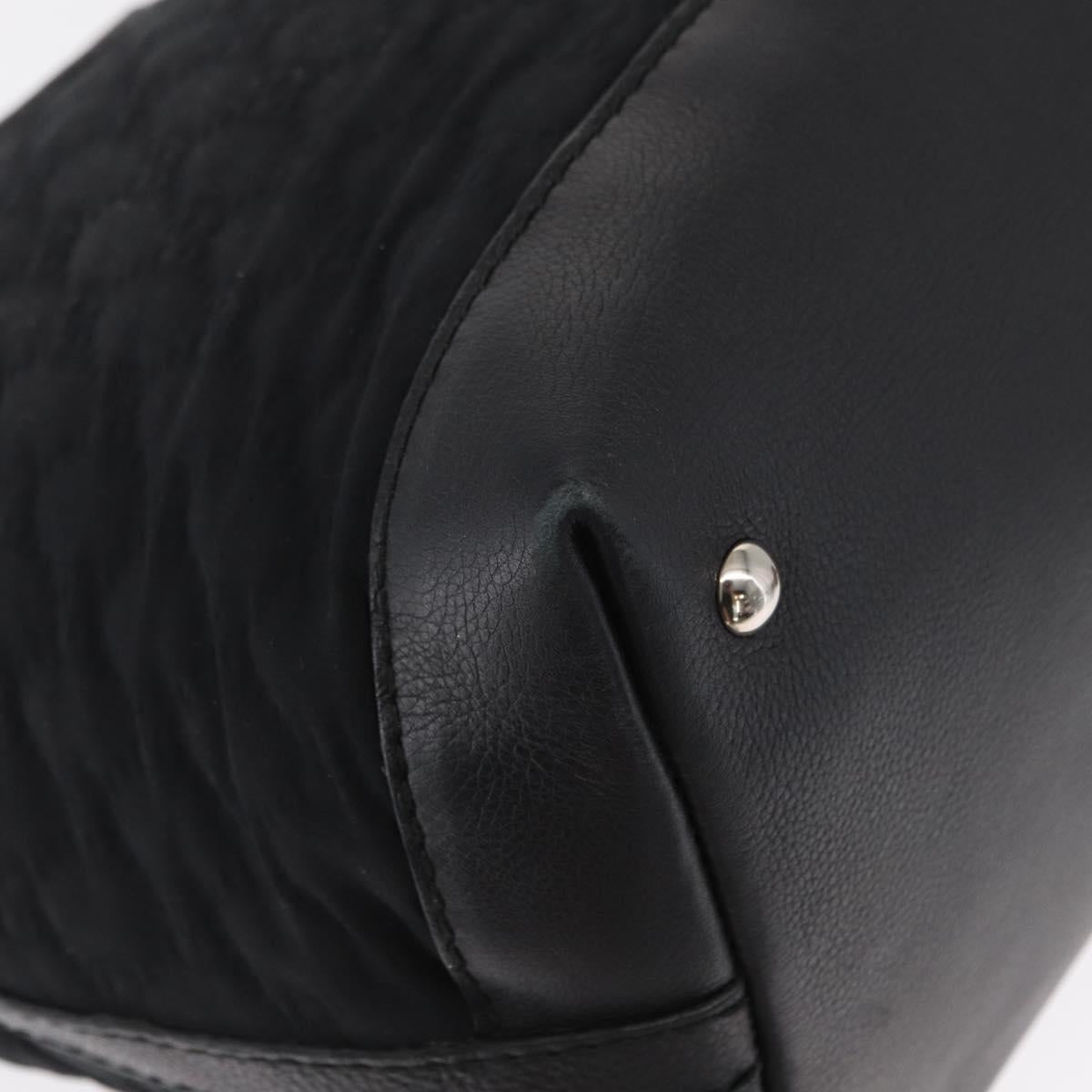 GUCCI Tote Bag Nylon Black Silver 241102 Auth 154270