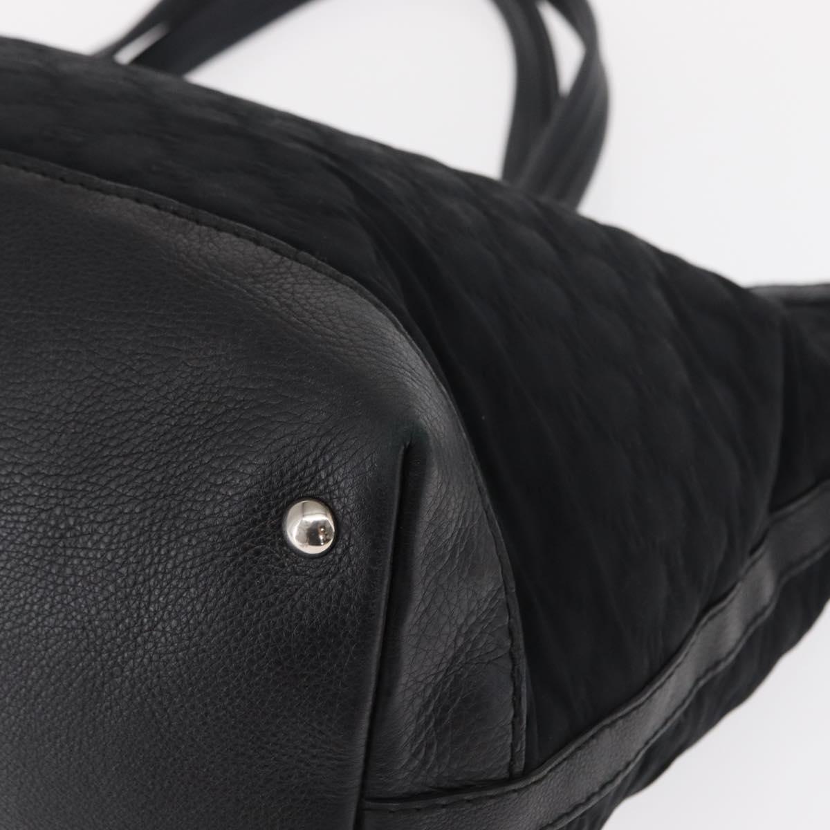 GUCCI Tote Bag Nylon Black Silver 241102 Auth 154270