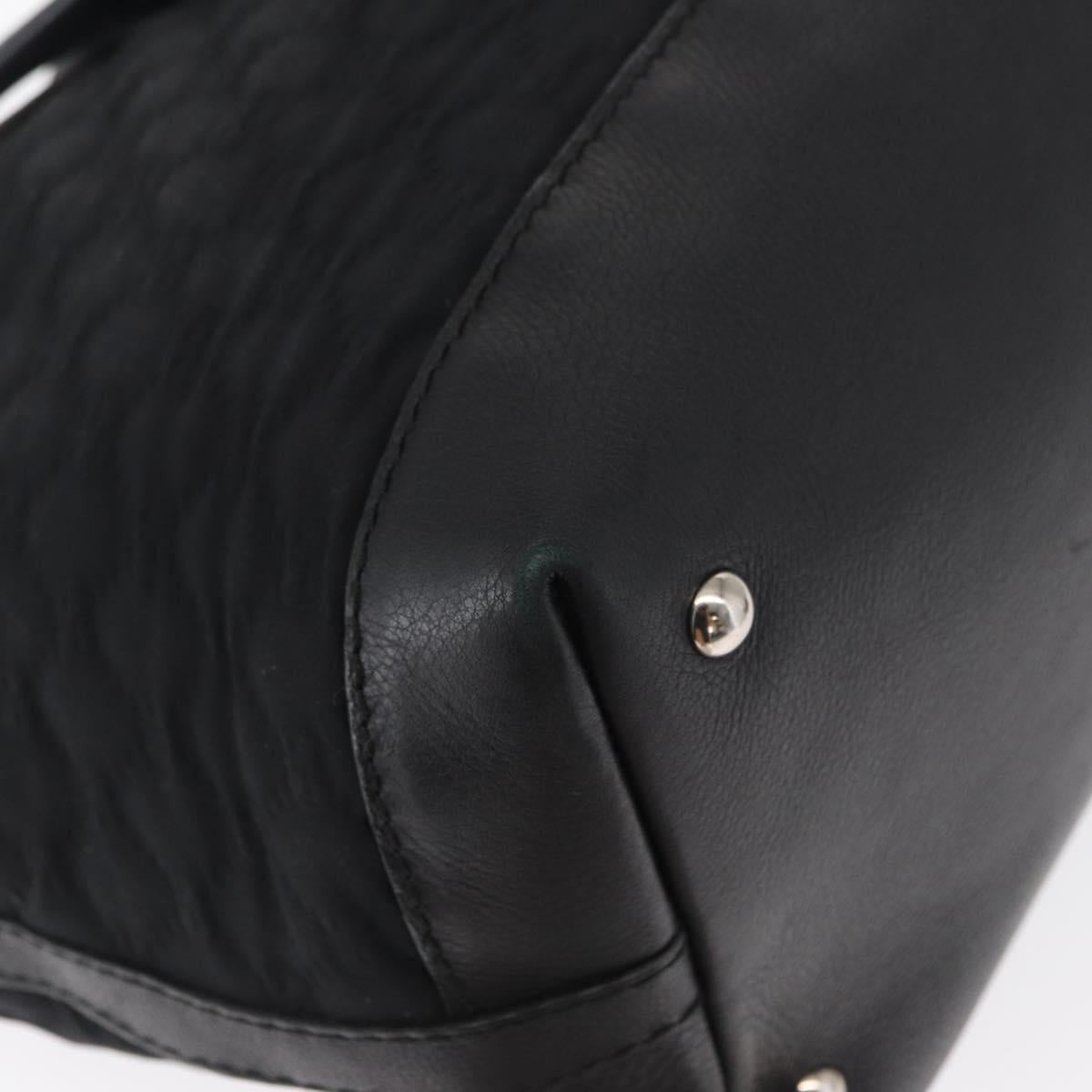 GUCCI Tote Bag Nylon Black Silver 241102 Auth 154270