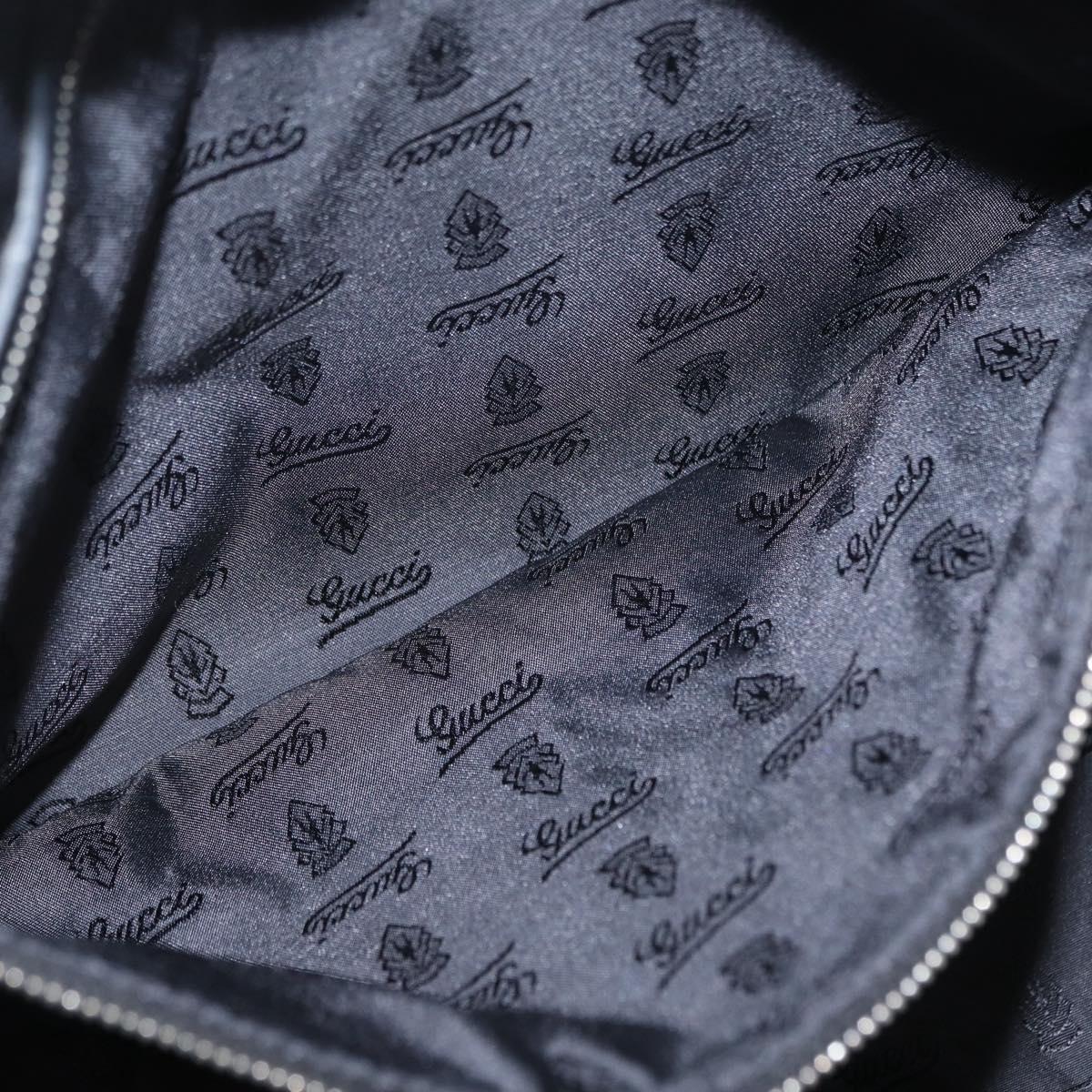 GUCCI Tote Bag Nylon Black Silver 241102 Auth 154270