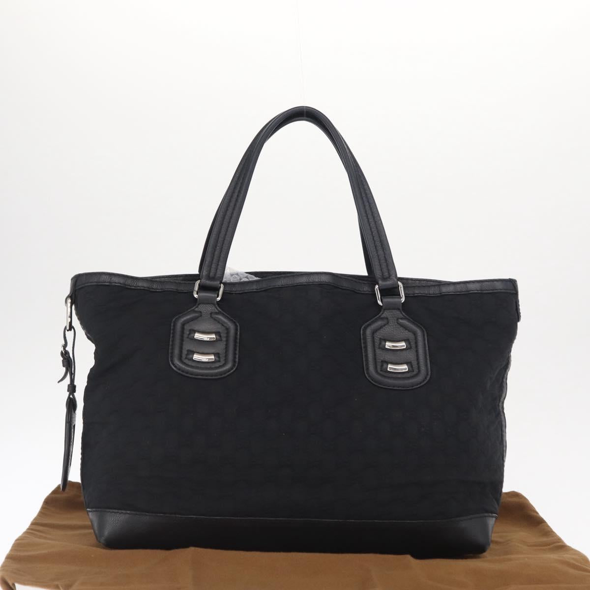 GUCCI Tote Bag Nylon Black Silver 241102 Auth 154270