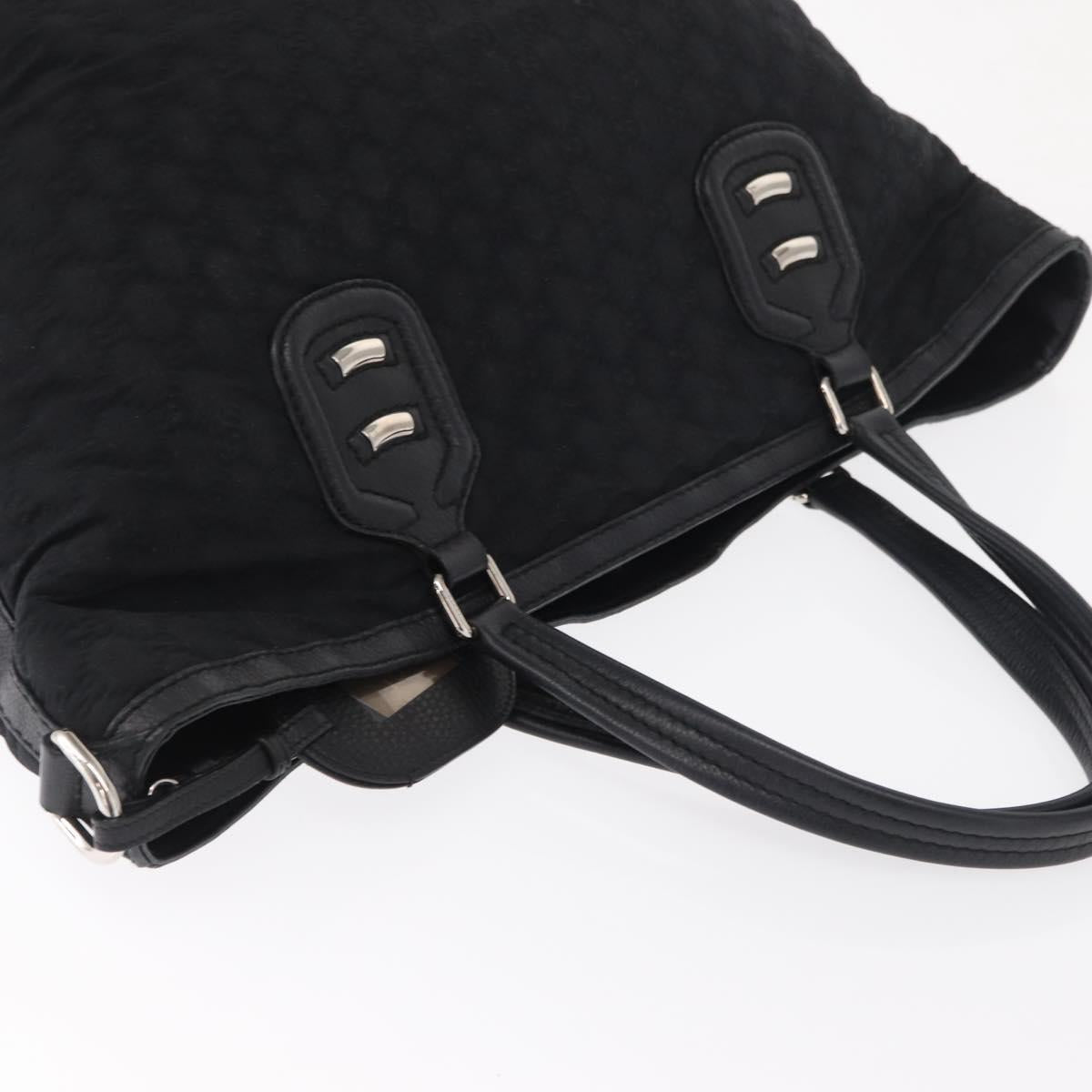 GUCCI Tote Bag Nylon Black Silver 241102 Auth 154270