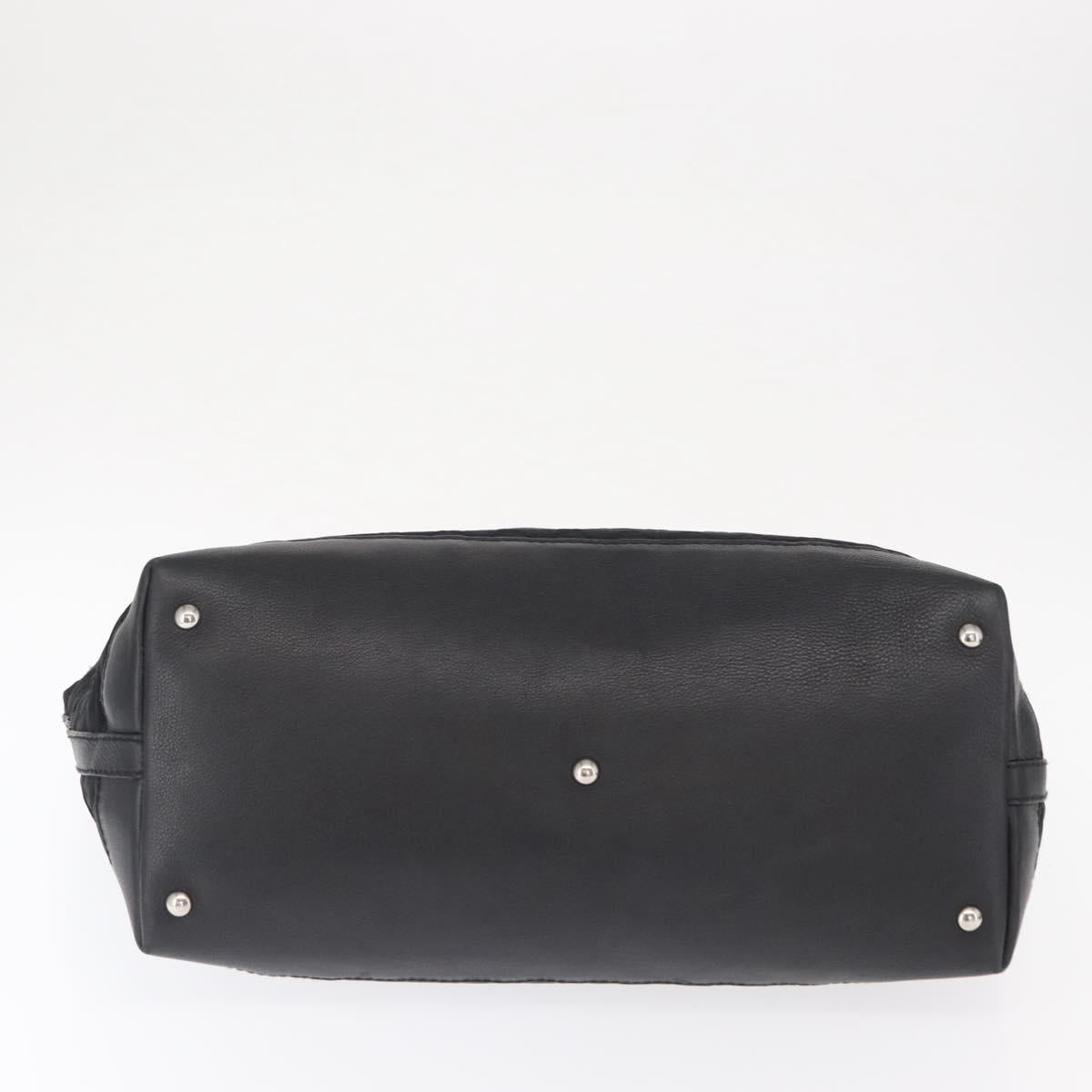 GUCCI Tote Bag Nylon Black Silver 241102 Auth 154270