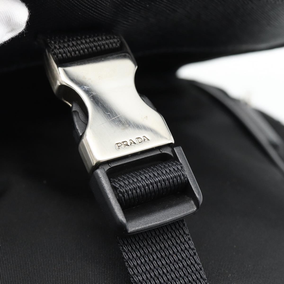 PRADA Shoulder Bag Nylon Black Silver Auth 154272