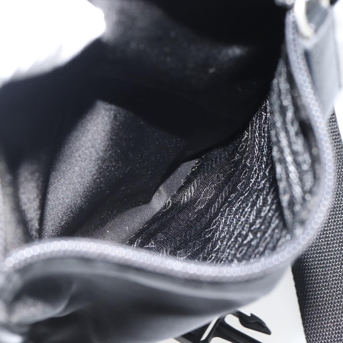 PRADA Shoulder Bag Nylon Black Silver Auth 154272