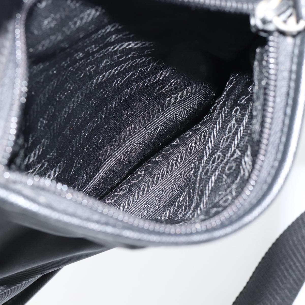 PRADA Shoulder Bag Nylon Black Silver Auth 154272