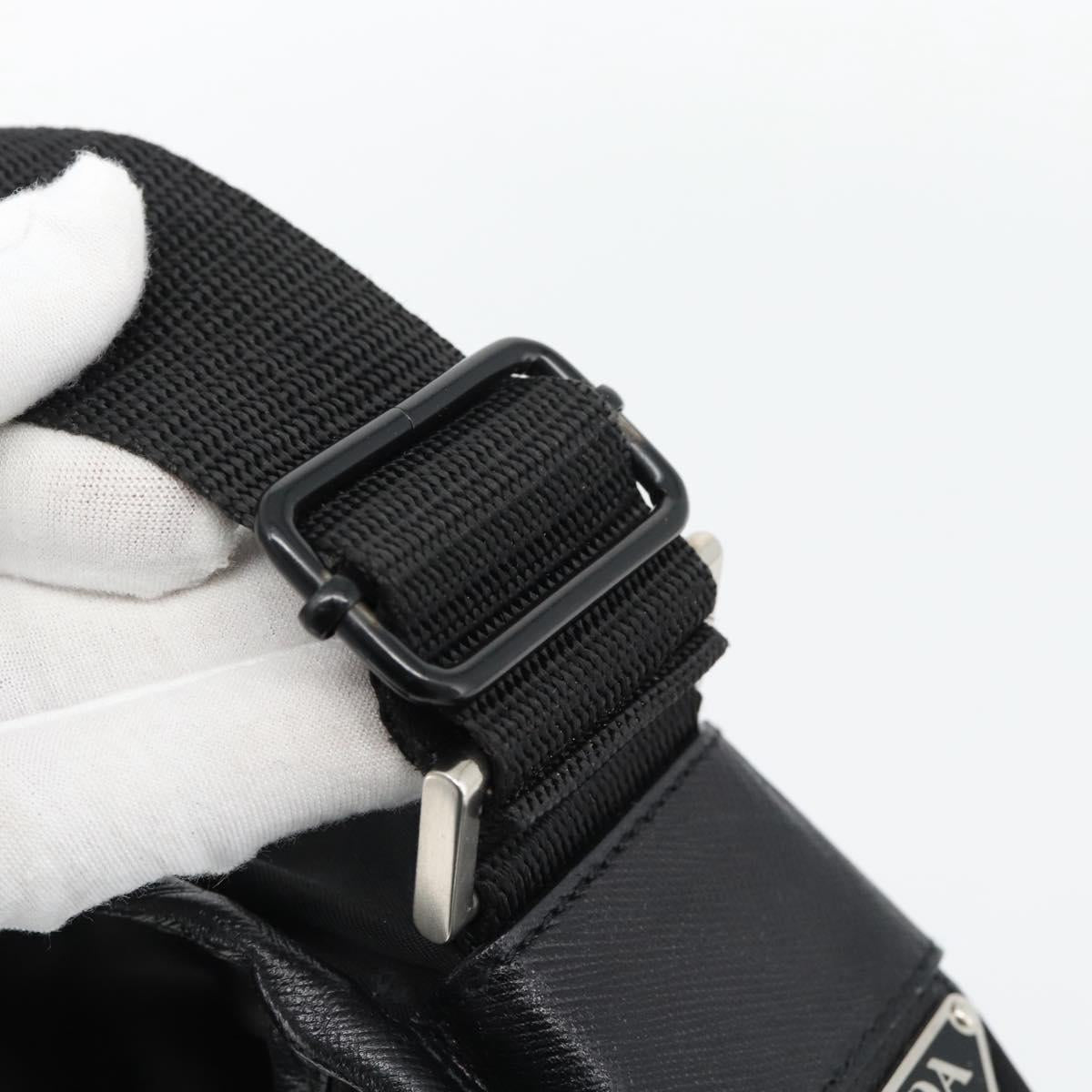 PRADA Shoulder Bag Nylon Black Silver Auth 154272