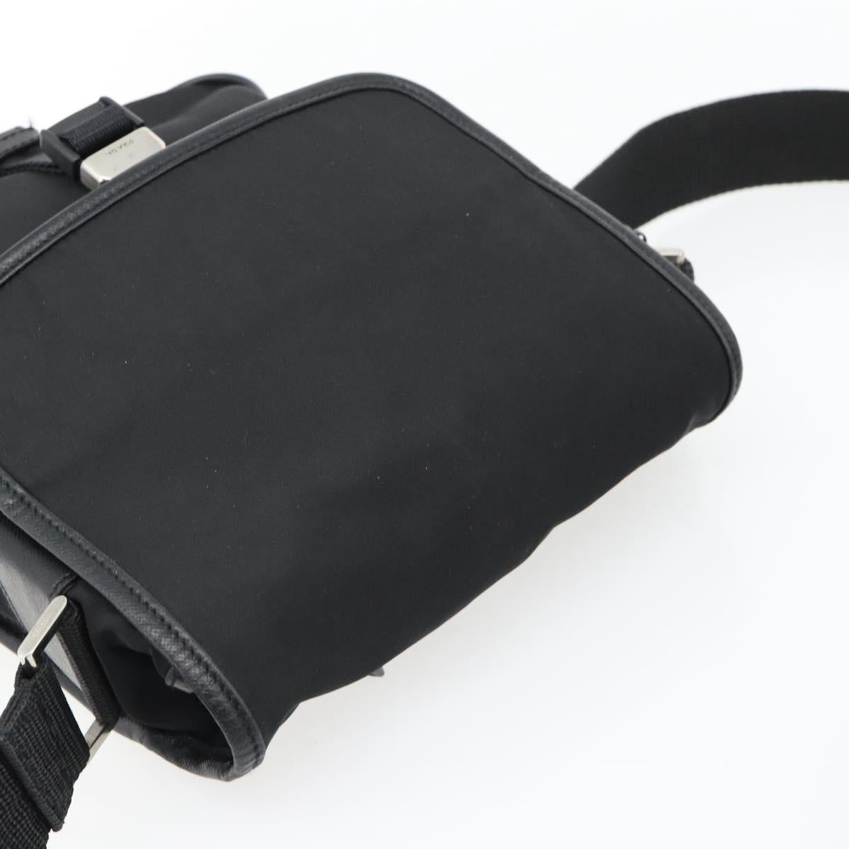 PRADA Shoulder Bag Nylon Black Silver Auth 154272