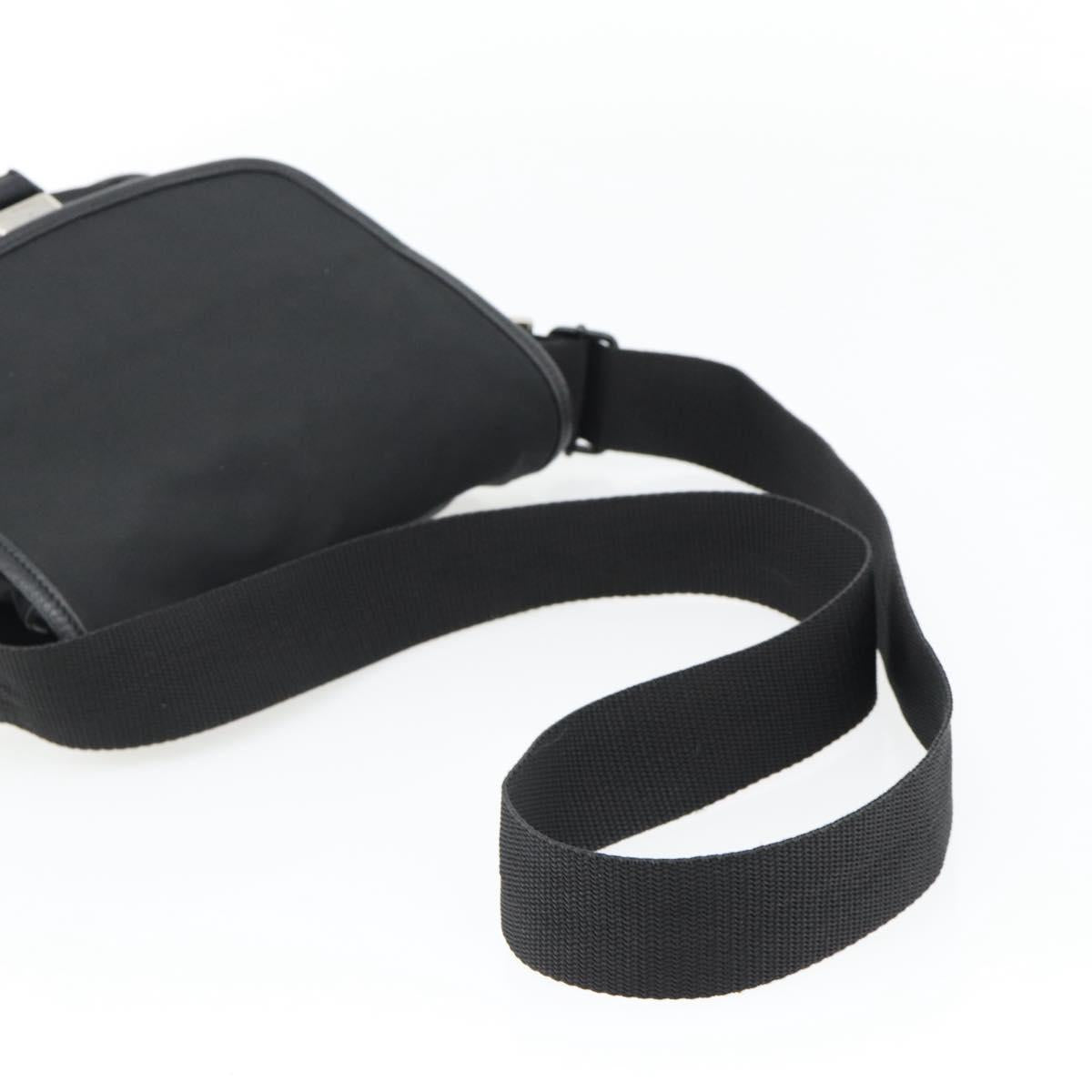 PRADA Shoulder Bag Nylon Black Silver Auth 154272