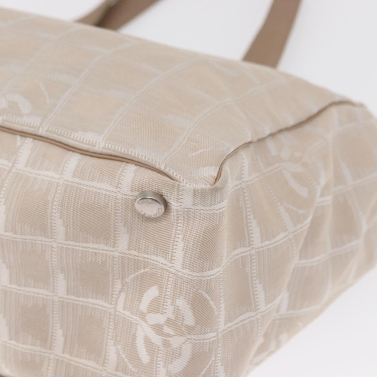 CHANEL New Travel Line Hand Bag Beige Silver CC Auth 154273