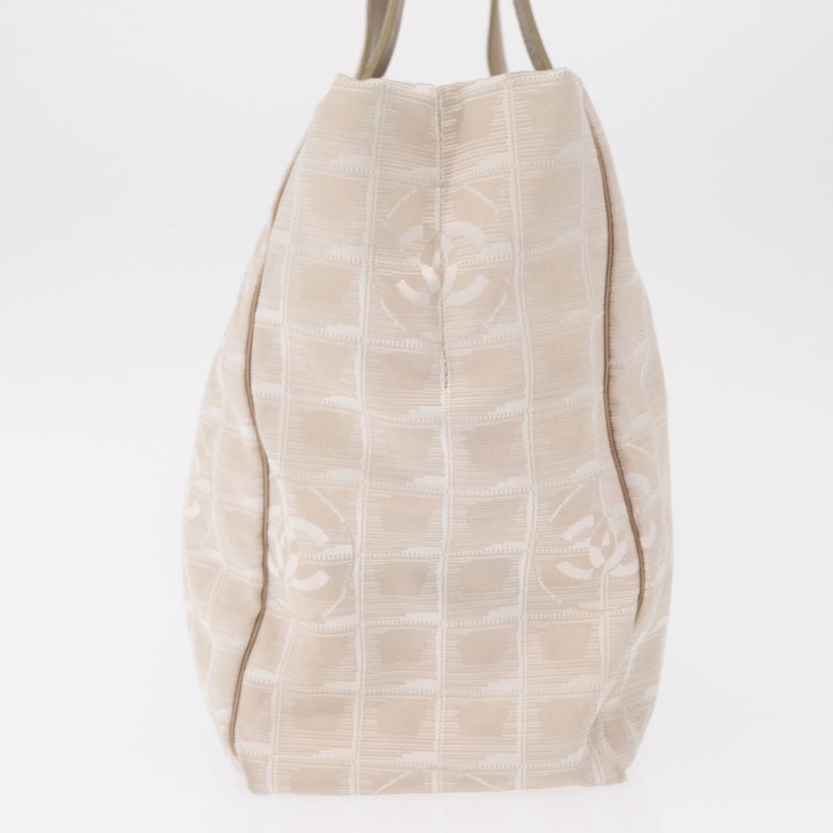 CHANEL New Travel Line Hand Bag Beige Silver CC Auth 154273