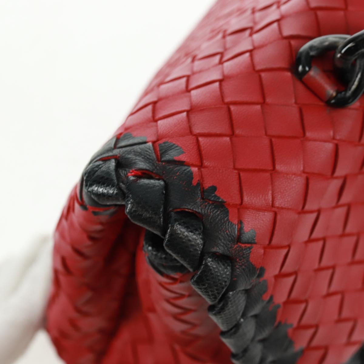 BOTTEGA VENETA INTRECCIATO Shoulder Bag Leather Red Auth 154274V
