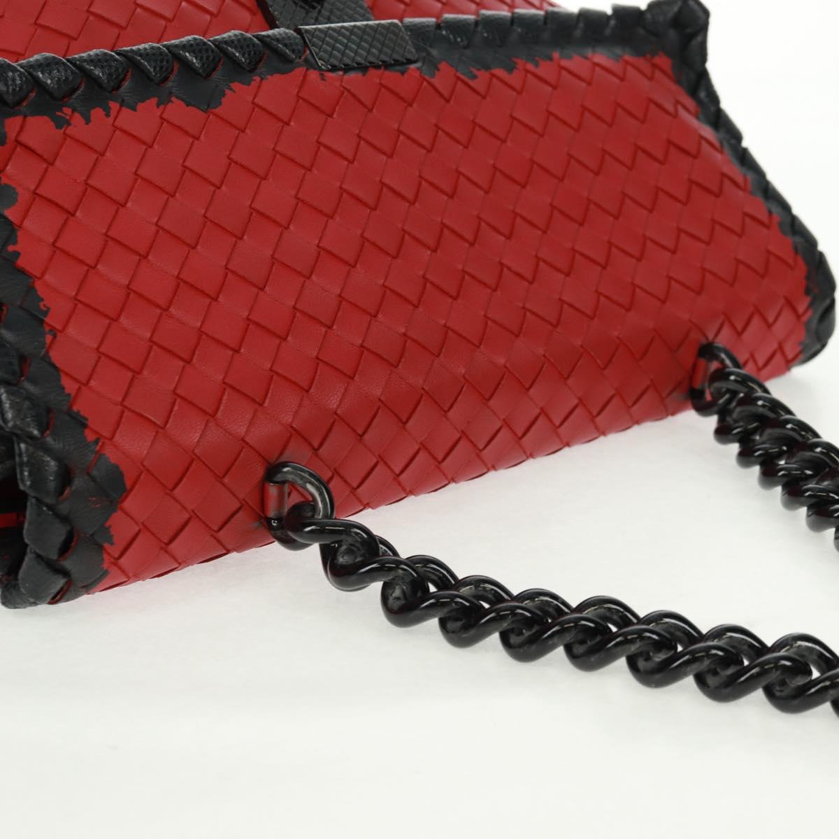 BOTTEGA VENETA INTRECCIATO Shoulder Bag Leather Red Auth 154274V