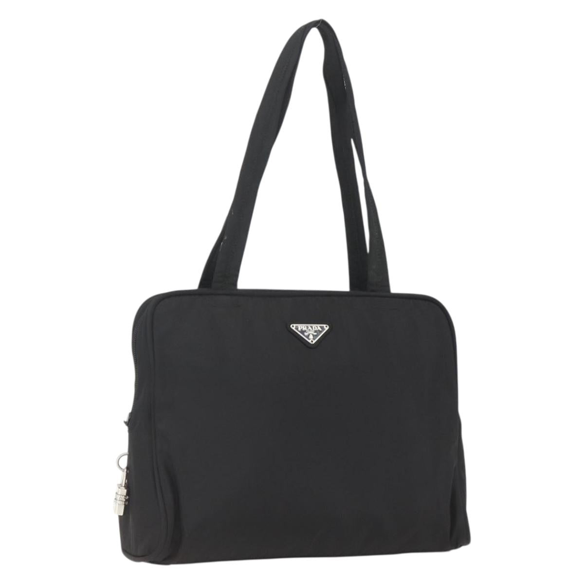 PRADA Hand Bag Nylon Black Auth 154280