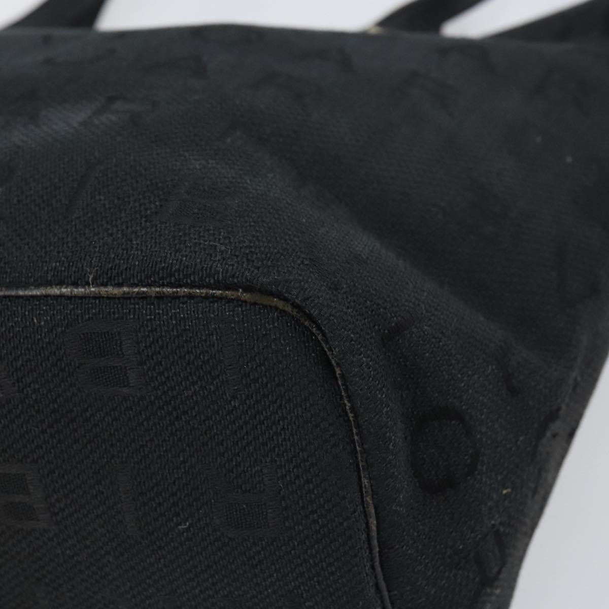 BVLGARI Logo Mania Tote Bag Canvas Black Gold Auth 154287
