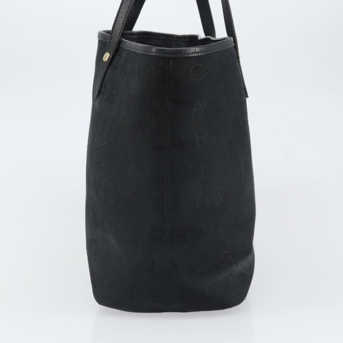 BVLGARI Logo Mania Tote Bag Canvas Black Gold Auth 154287
