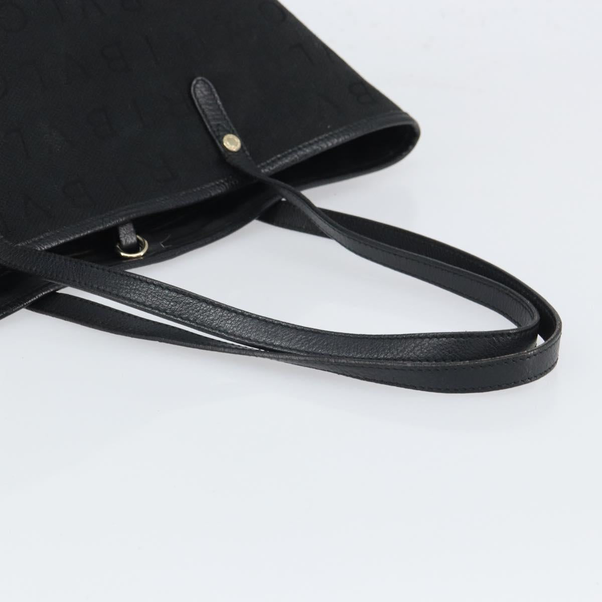 BVLGARI Logo Mania Tote Bag Canvas Black Gold Auth 154287