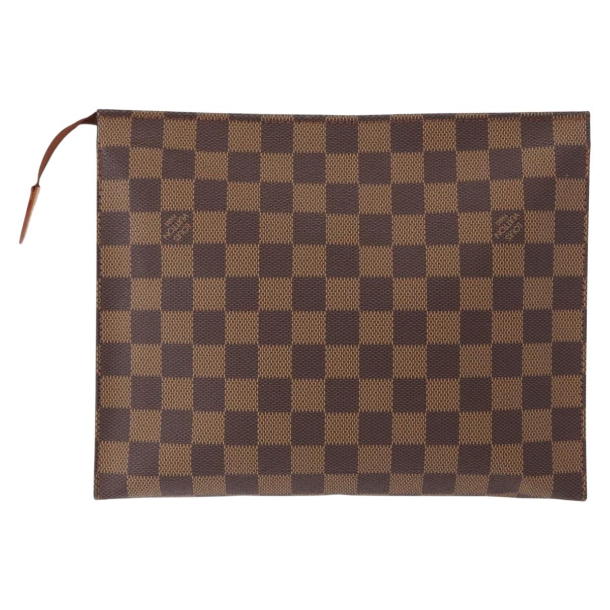 LOUIS VUITTON Damier Ebene Poche Toilette 26 Pouch N47543 LV Auth 154300