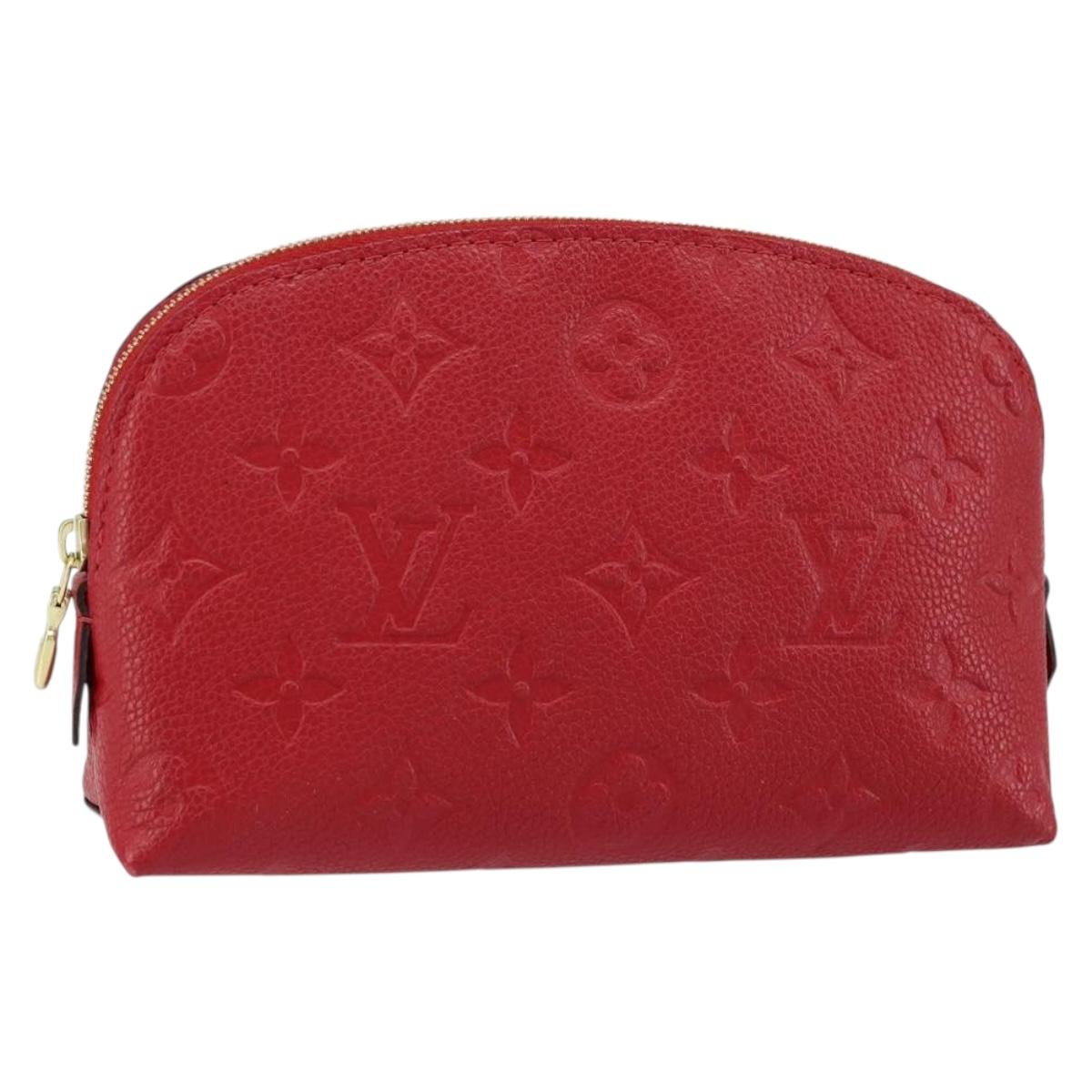 LOUIS VUITTON Monogram Empreinte Pochette PM Pouch Red M69414 Auth 154301V