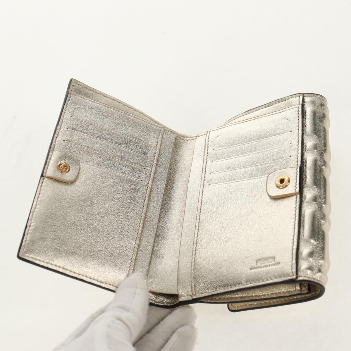 FENDI Zucca Canvas Wallet Leather Gold Tone Auth 154304M