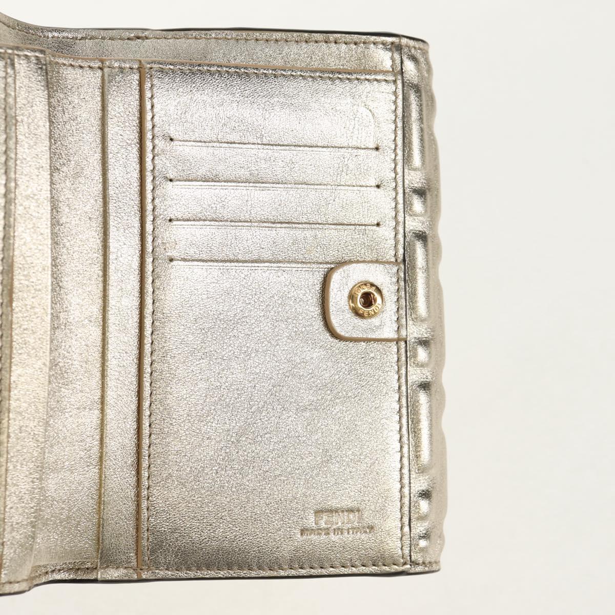 FENDI Zucca Canvas Wallet Leather Gold Tone Auth 154304M