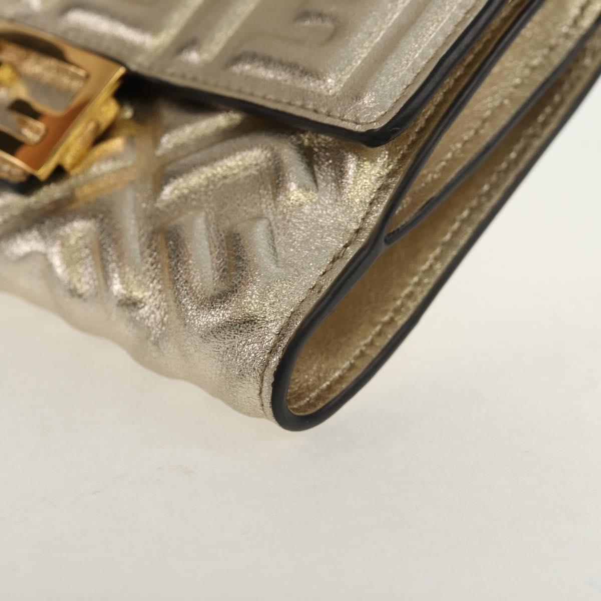 FENDI Zucca Canvas Wallet Leather Gold Tone Auth 154304M