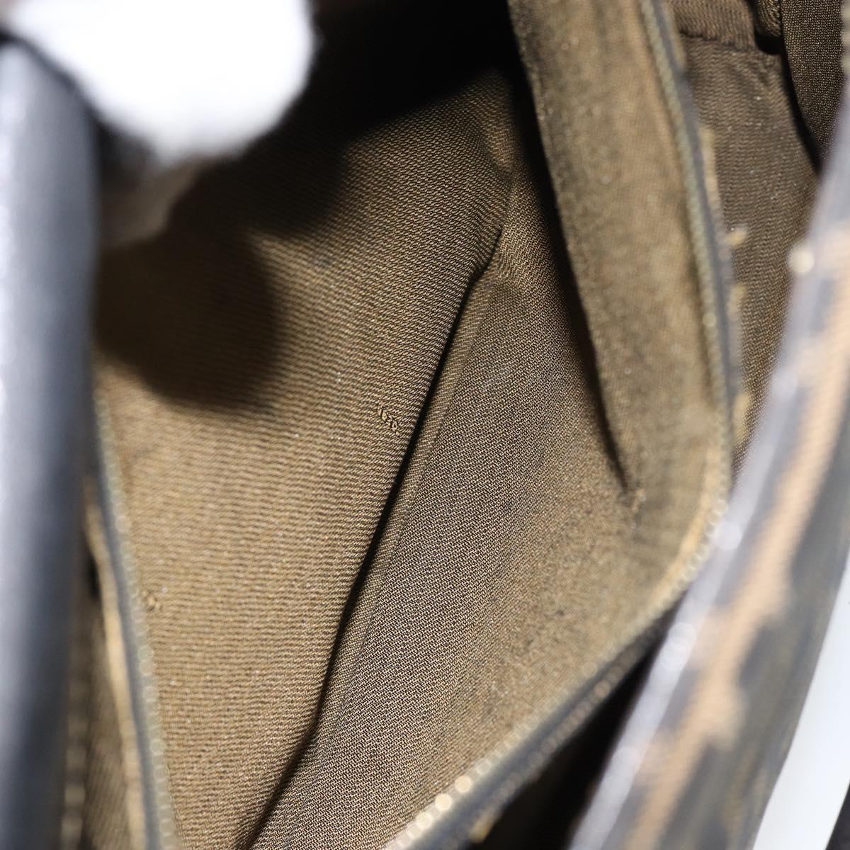 FENDI Zucca Canvas Hand Bag Black Brown Auth 154305