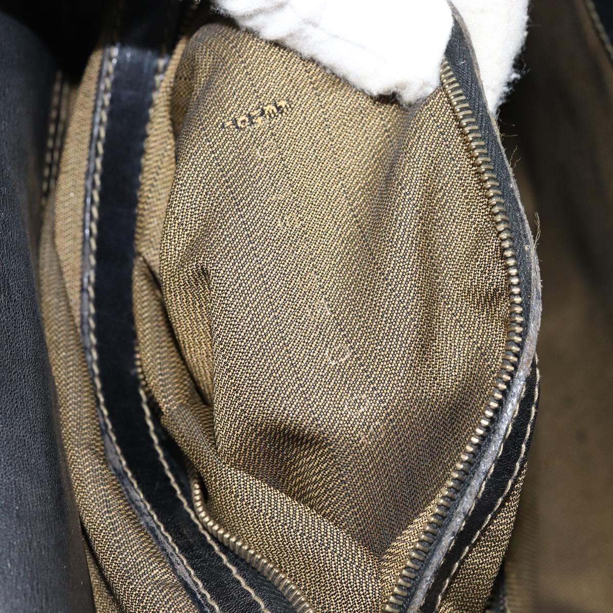 FENDI Zucca Canvas Hand Bag Black Brown Auth 154305