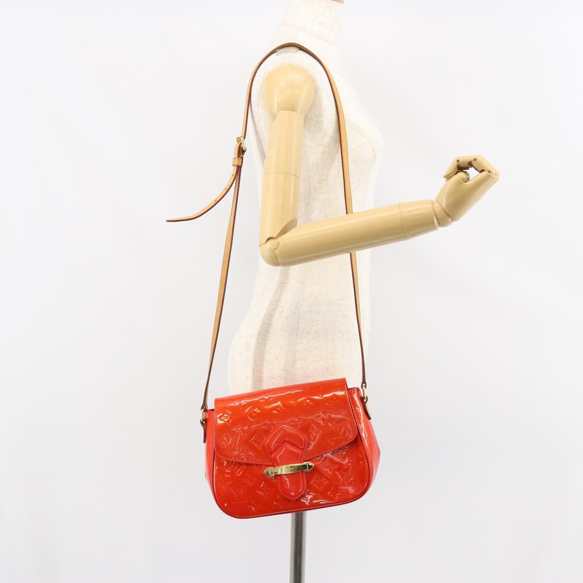 LOUIS VUITTON Vernis Bell FlowerGM Bag Rouge Grunadine M91728 LV Auth 154321V