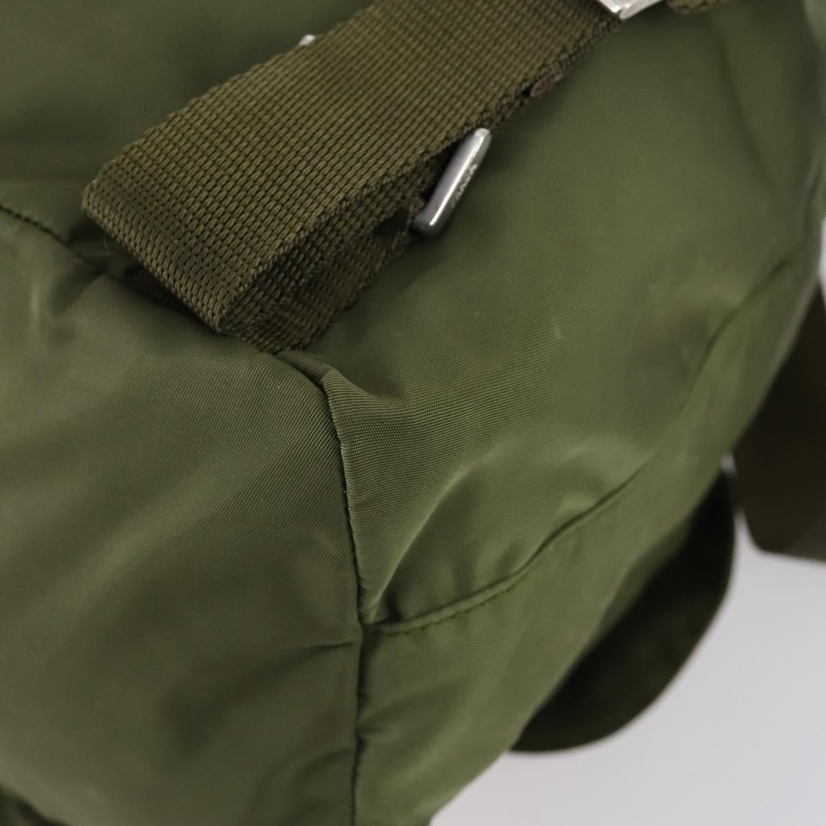 PRADA Backpack Nylon Green Silver Auth 154322