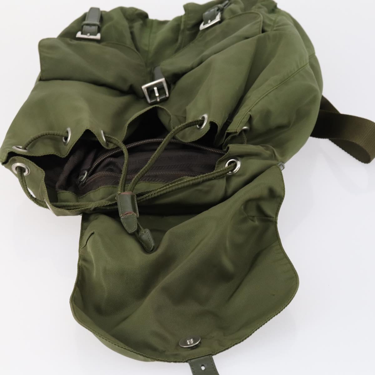 PRADA Backpack Nylon Green Silver Auth 154322