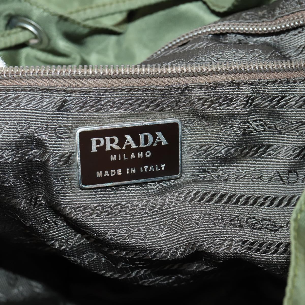 PRADA Backpack Nylon Green Silver Auth 154322