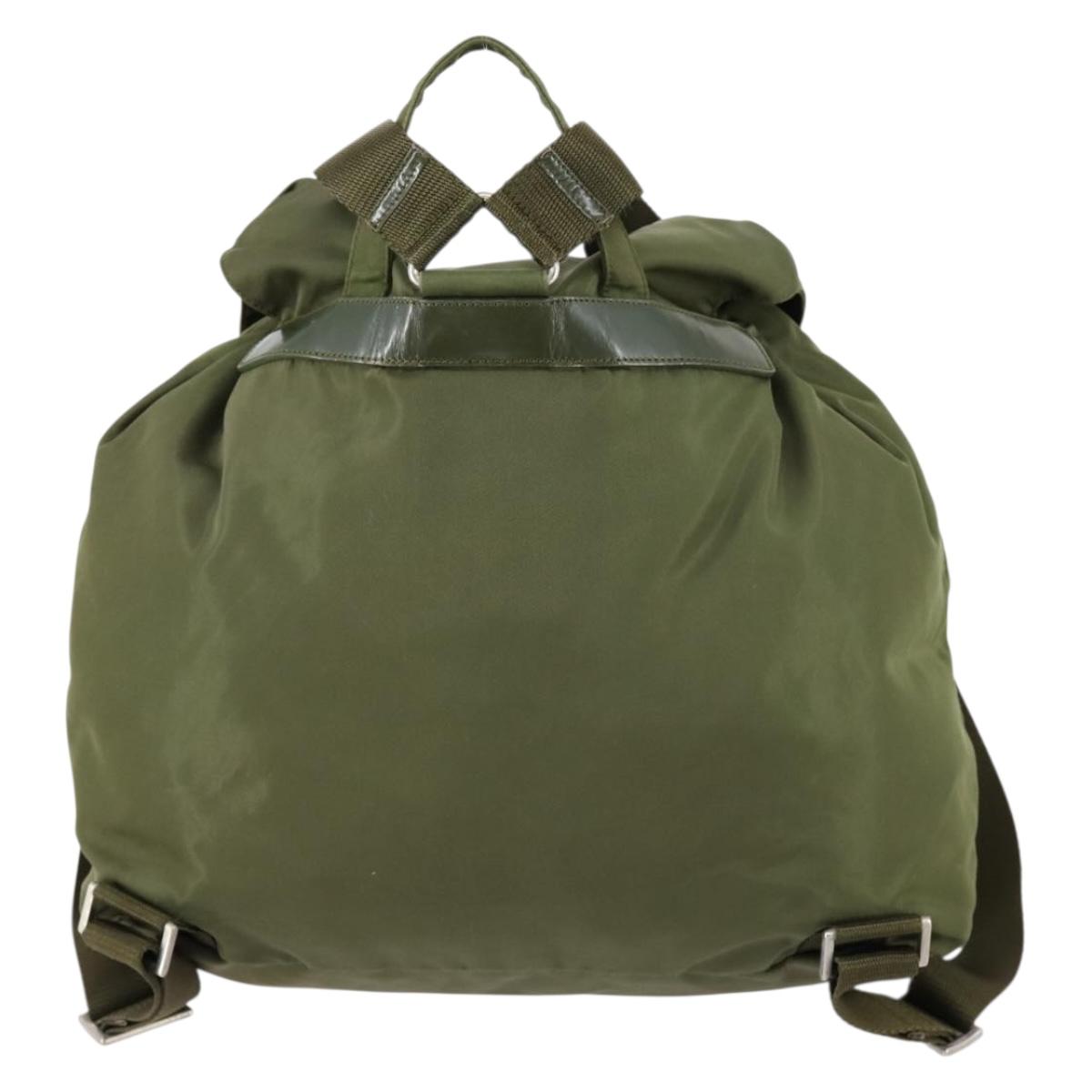 PRADA Backpack Nylon Green Silver Auth 154322