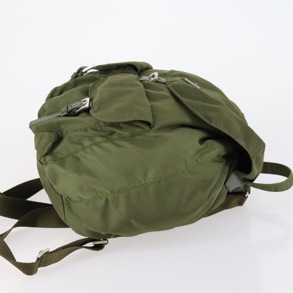 PRADA Backpack Nylon Green Silver Auth 154322