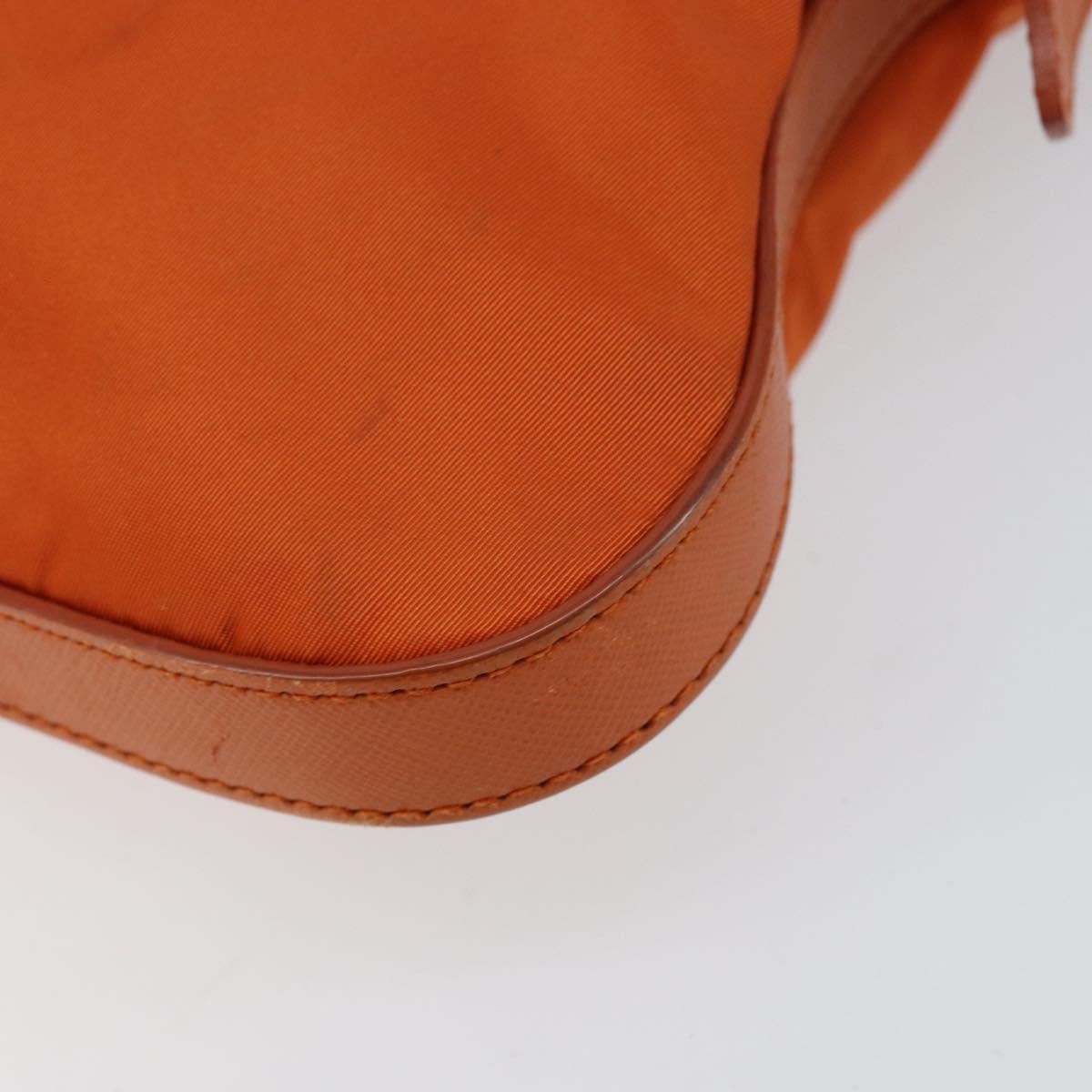 PRADA Shoulder Bag Nylon Orange Gold Auth 154323