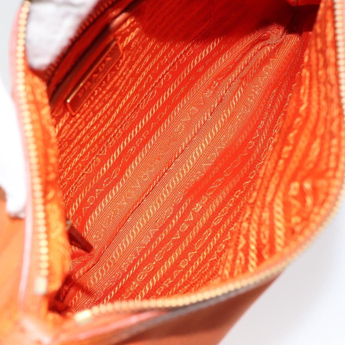 PRADA Shoulder Bag Nylon Orange Gold Auth 154323